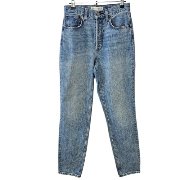 Denim Forum The BF High Rise Loose Jeans, Button Fly, Blue, Cotton, Relaxed, 25 - Picture 1 of 11